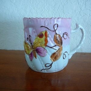Vintage Pink Butterfly Mustache Cup Mug
